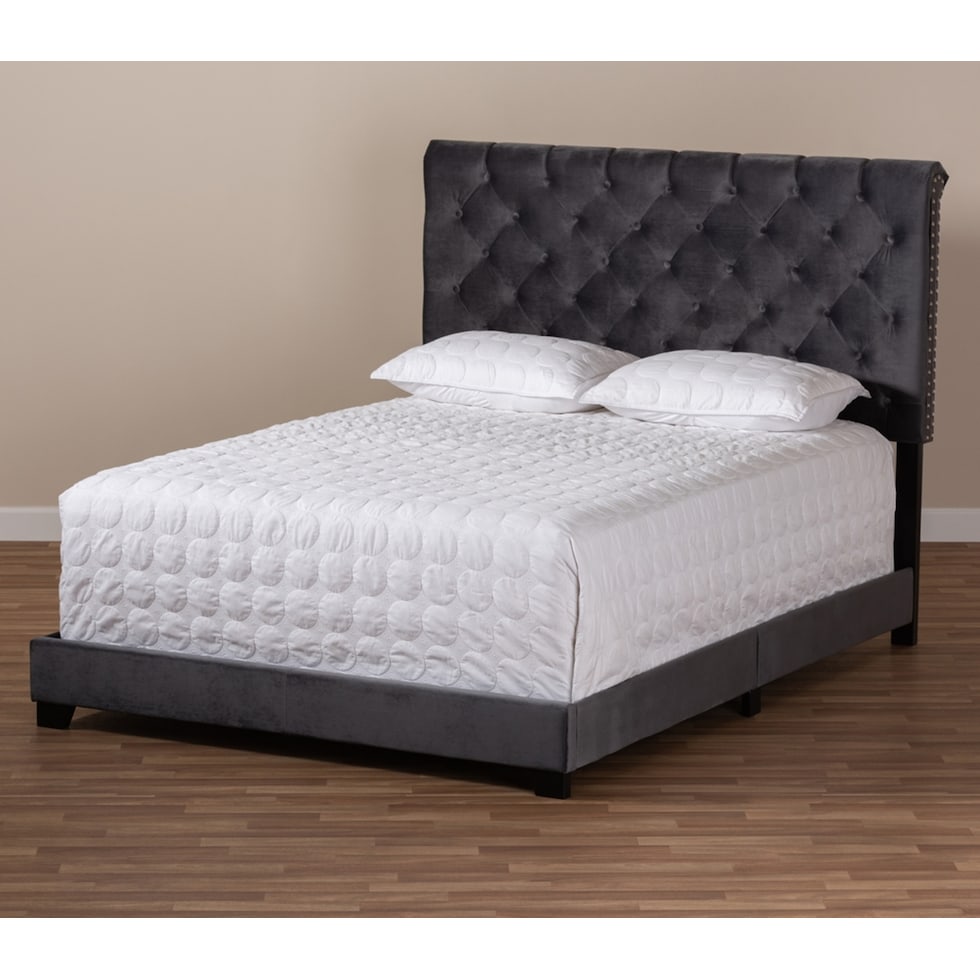 noen gray queen bed   