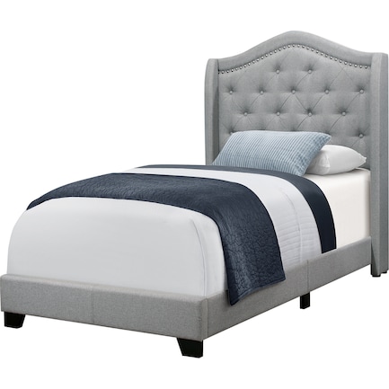 Norma Twin Upholstered Bed - Gray/Chrome