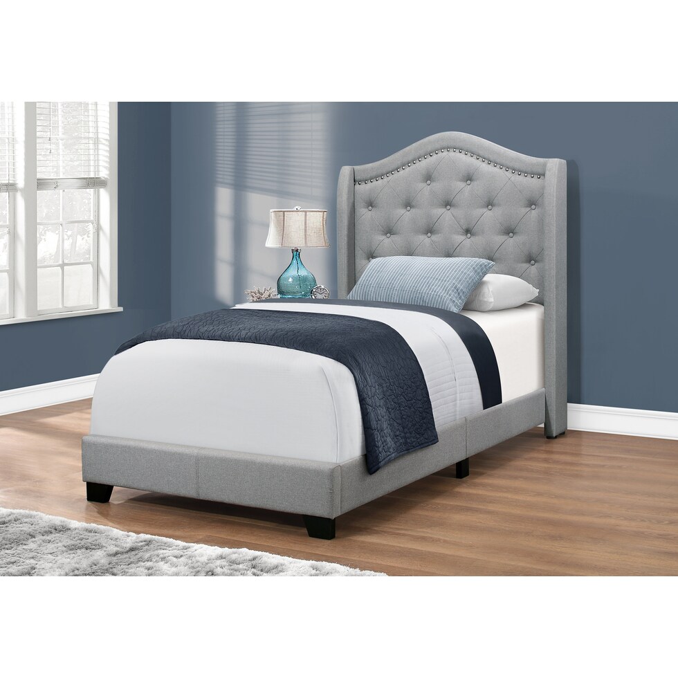 norma gray twin upholstered bed   