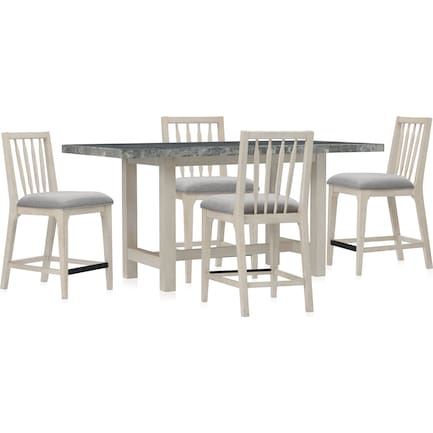 Nova Coast Counter-Height Dining Table and 4  Counter-Height Spindle-Back Stools