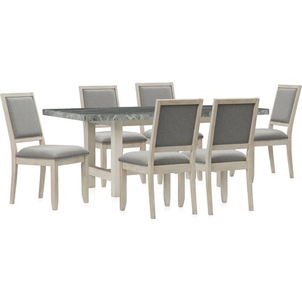 Nova Coast Dining Table and 6 Upholstered Chairs