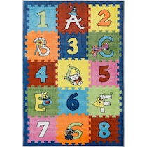 numbers and letters multicolor area rug  x    