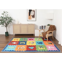 numbers and letters multicolor area rug  x    