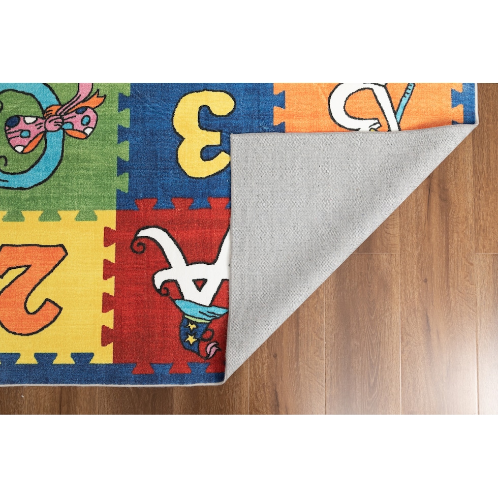 numbers and letters multicolor area rug  x    