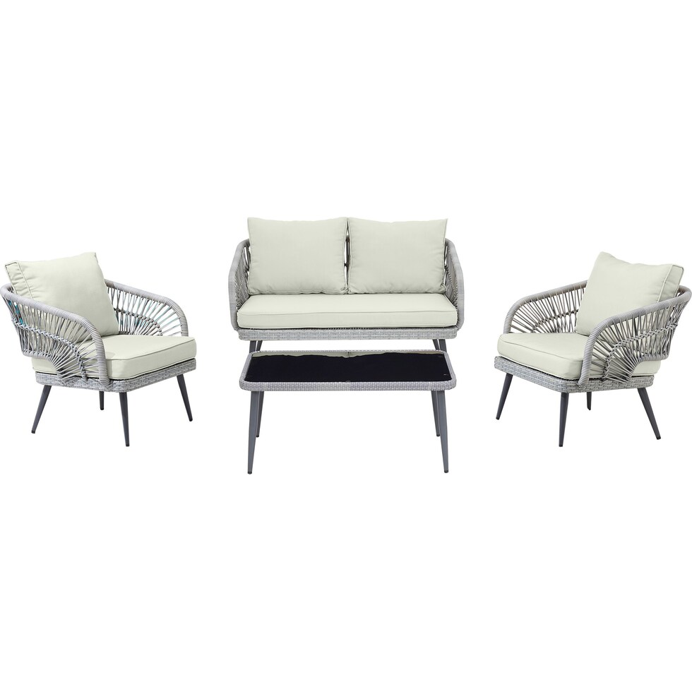 oakland gray cream outdoor loveseat set   