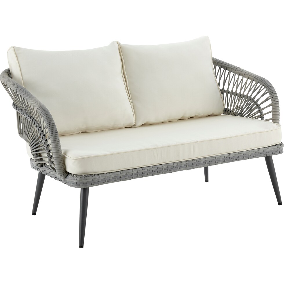 oakland gray cream outdoor loveseat set   