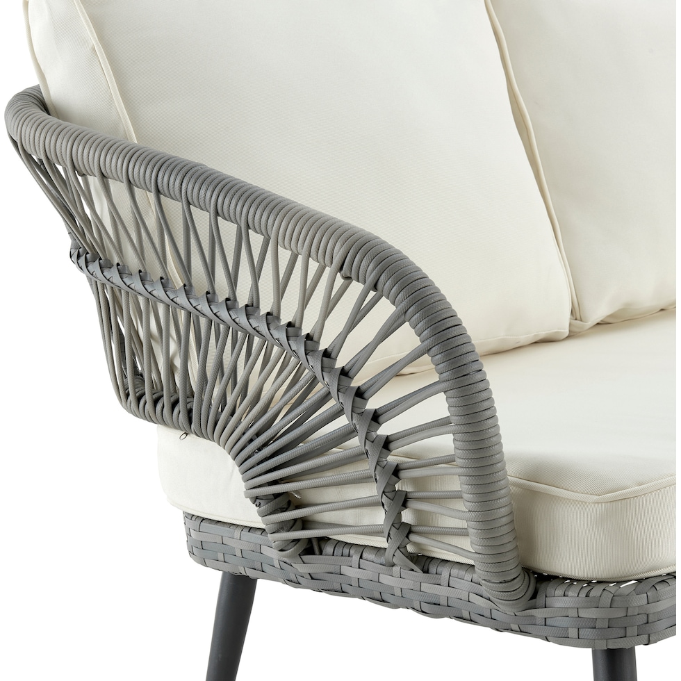 oakland gray cream outdoor loveseat set   