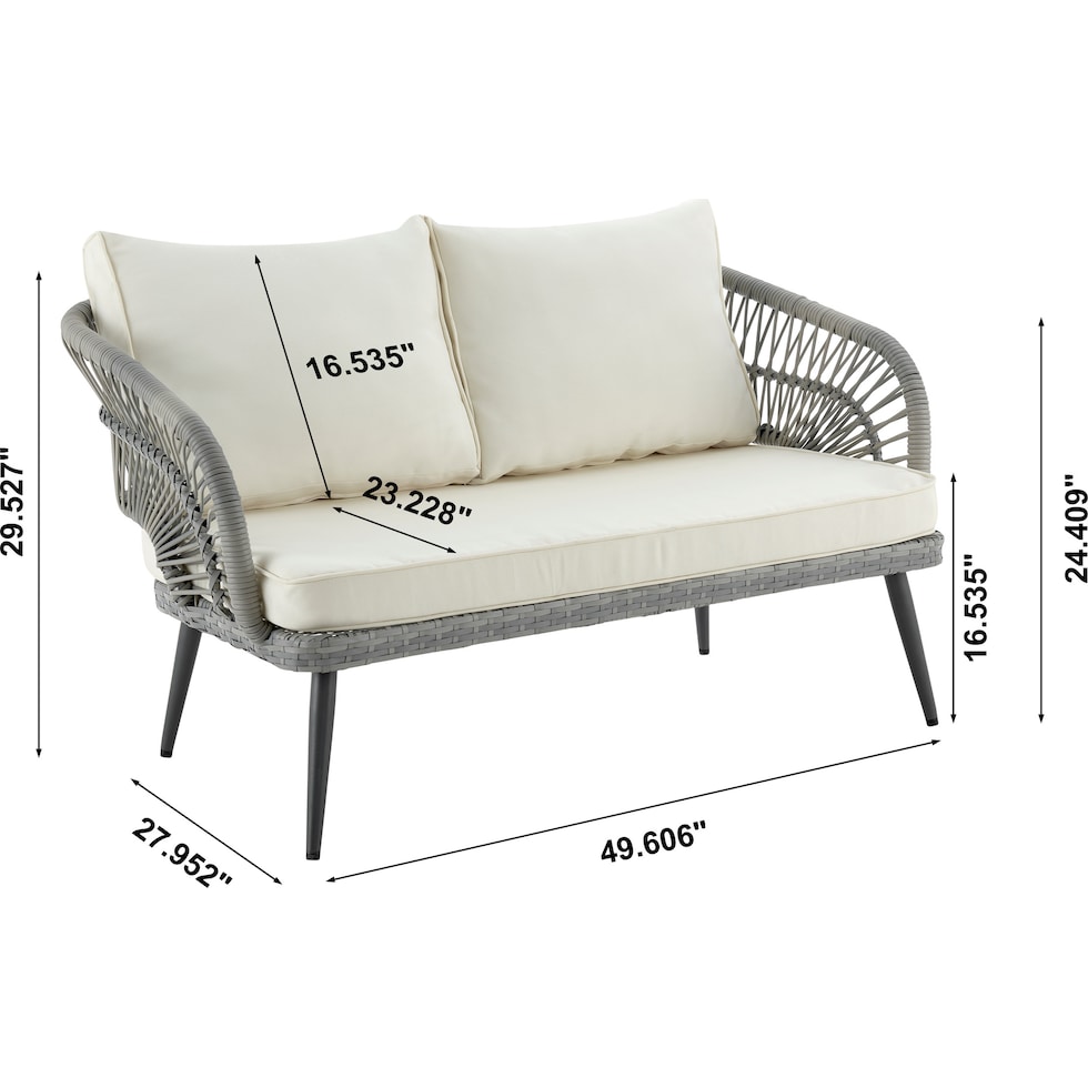 oakland gray cream outdoor loveseat set   