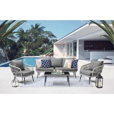 Oakland Outdoor Sofa, Set of 2 Chairs and Coffee Table