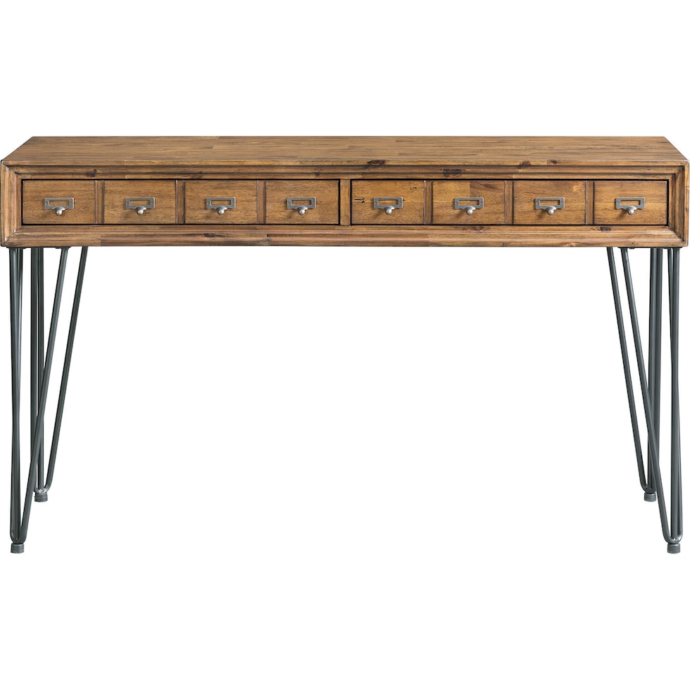 oaklynn light brown console table   