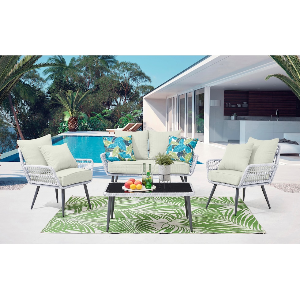 ocean city gray cream outdoor loveseat set   
