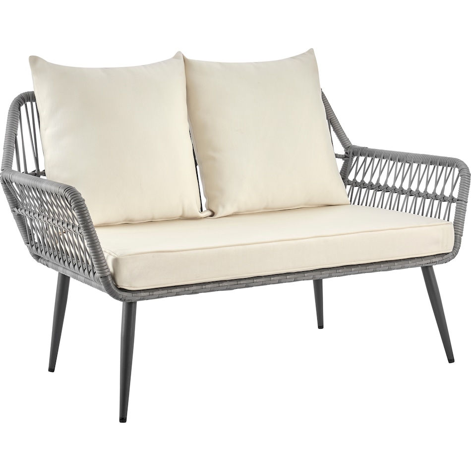 ocean city gray cream outdoor loveseat set   