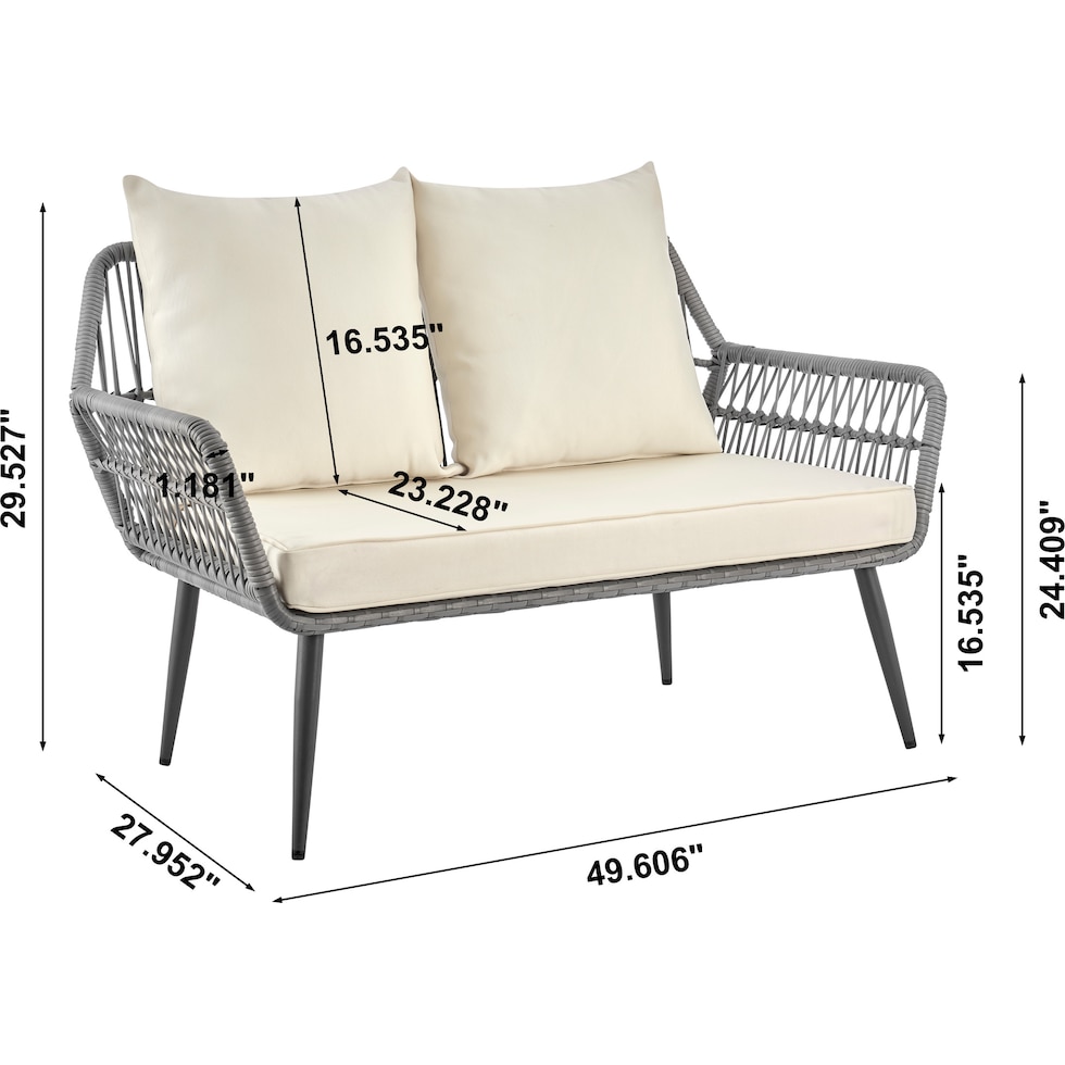 ocean city gray cream outdoor loveseat set   