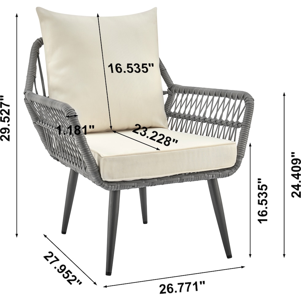 ocean city gray cream outdoor loveseat set   
