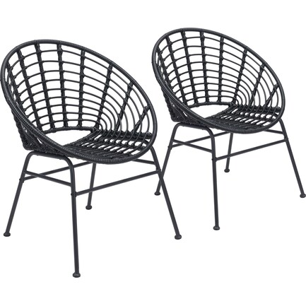 Oceanview Outdoor Set of 2 Dining Chairs - Black