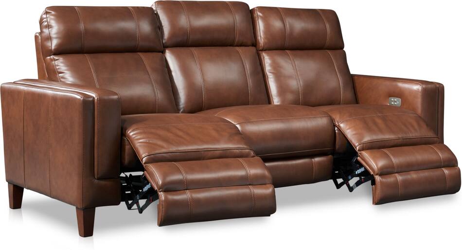 Oliver DualPower Reclining Sofa and Loveseat Set Brown American
