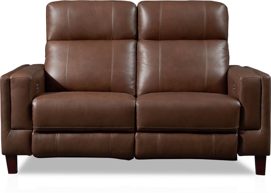 Oliver DualPower Reclining Loveseat Brown American Signature Furniture