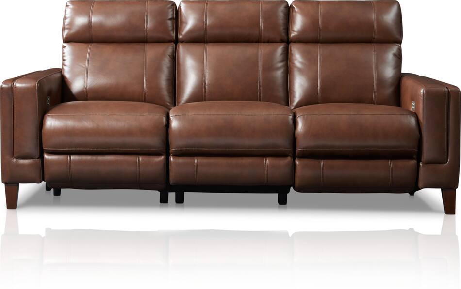 Oliver DualPower Reclining Sofa Brown American Signature Furniture