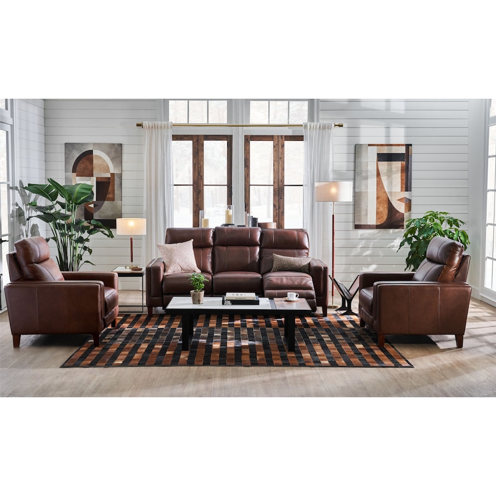 oliver dark brown power reclining sofa   