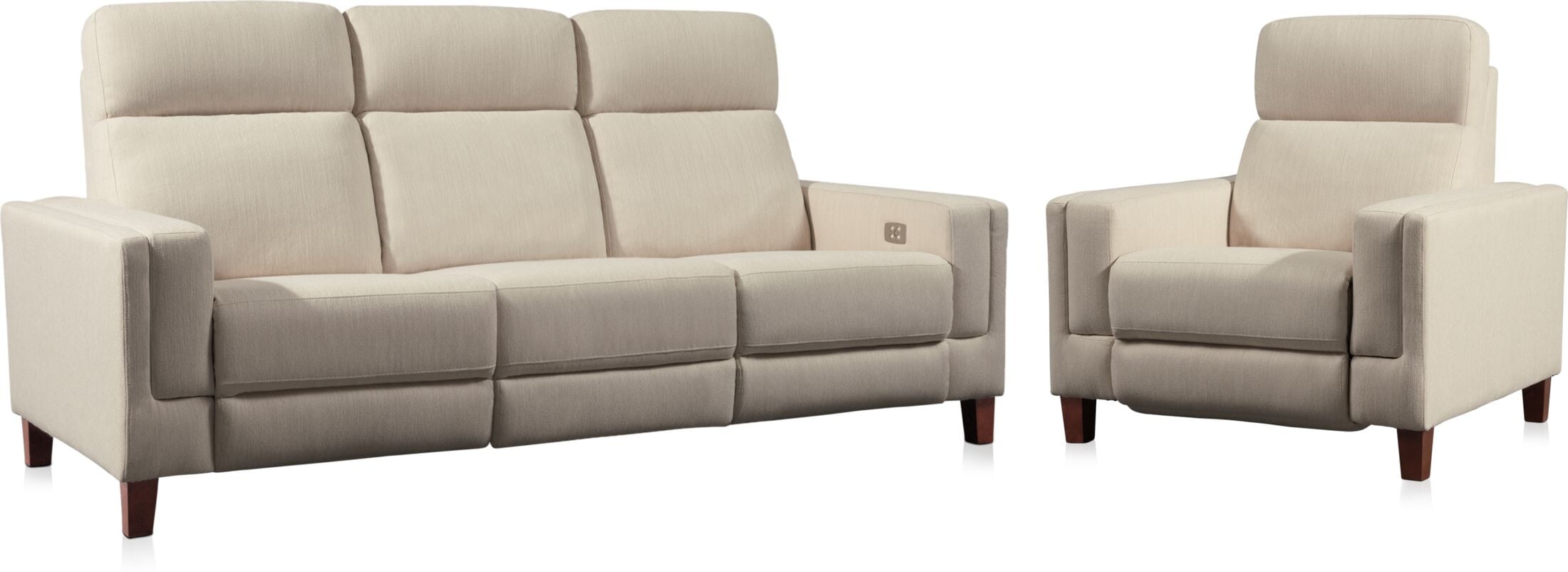Oliver DualPower Reclining Sofa and Recliner Ivory American