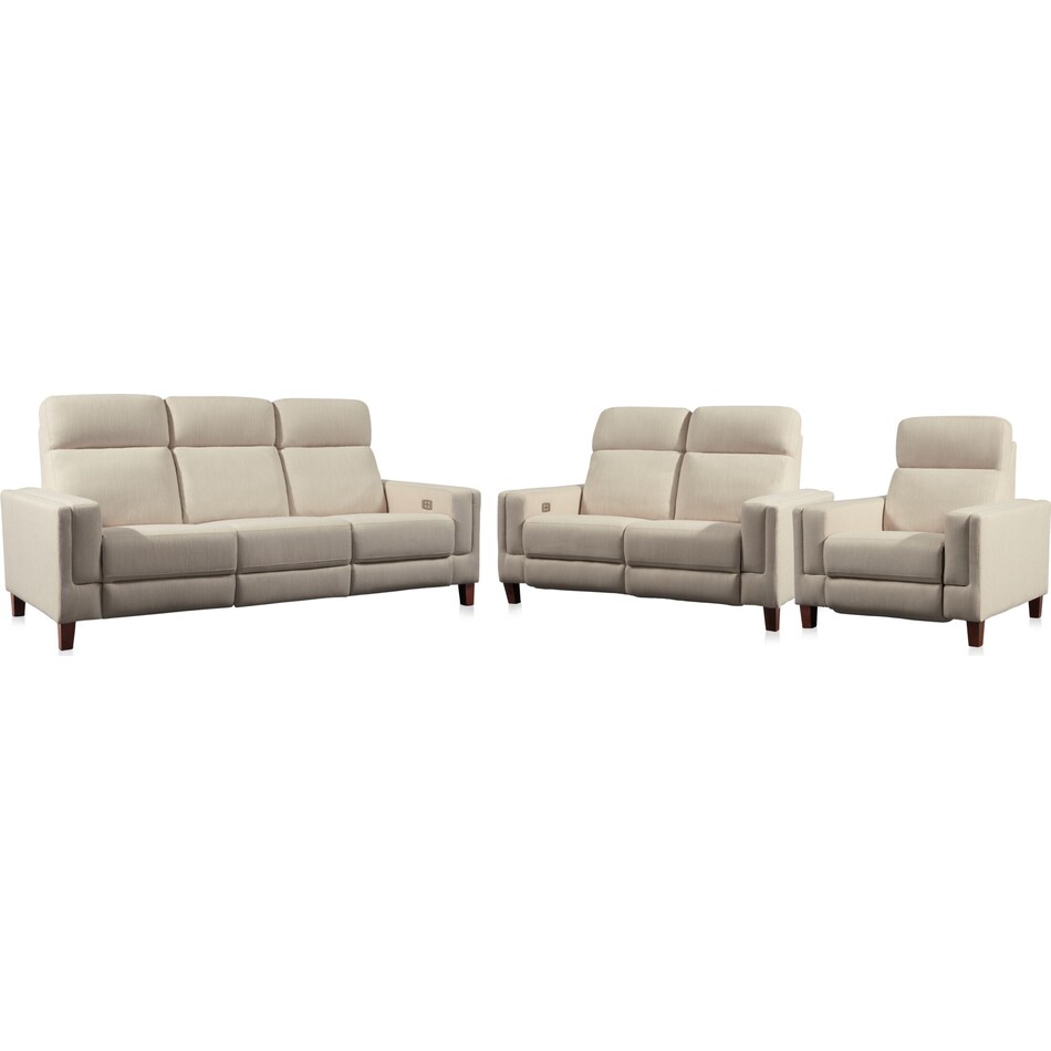 Oliver DualPower Reclining Sofa, Loveseat and Recliner Ivory