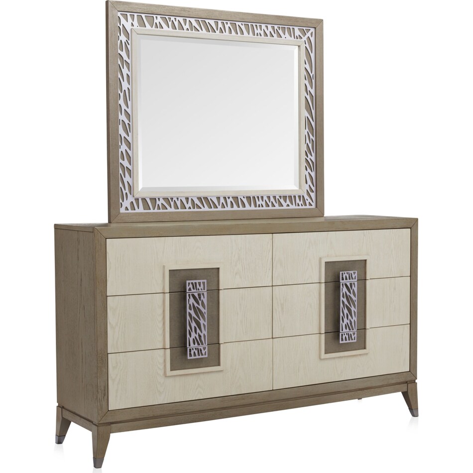 Olivia 5Piece King Bedroom Set with Dresser and Mirror Pearl