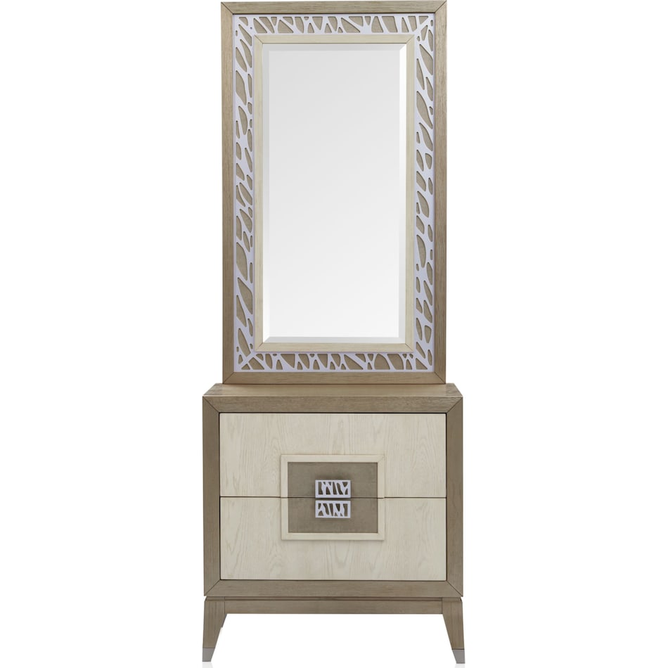 Olivia 7Piece King Bedroom Set with 2 Nightstands with Mirrors Pearl