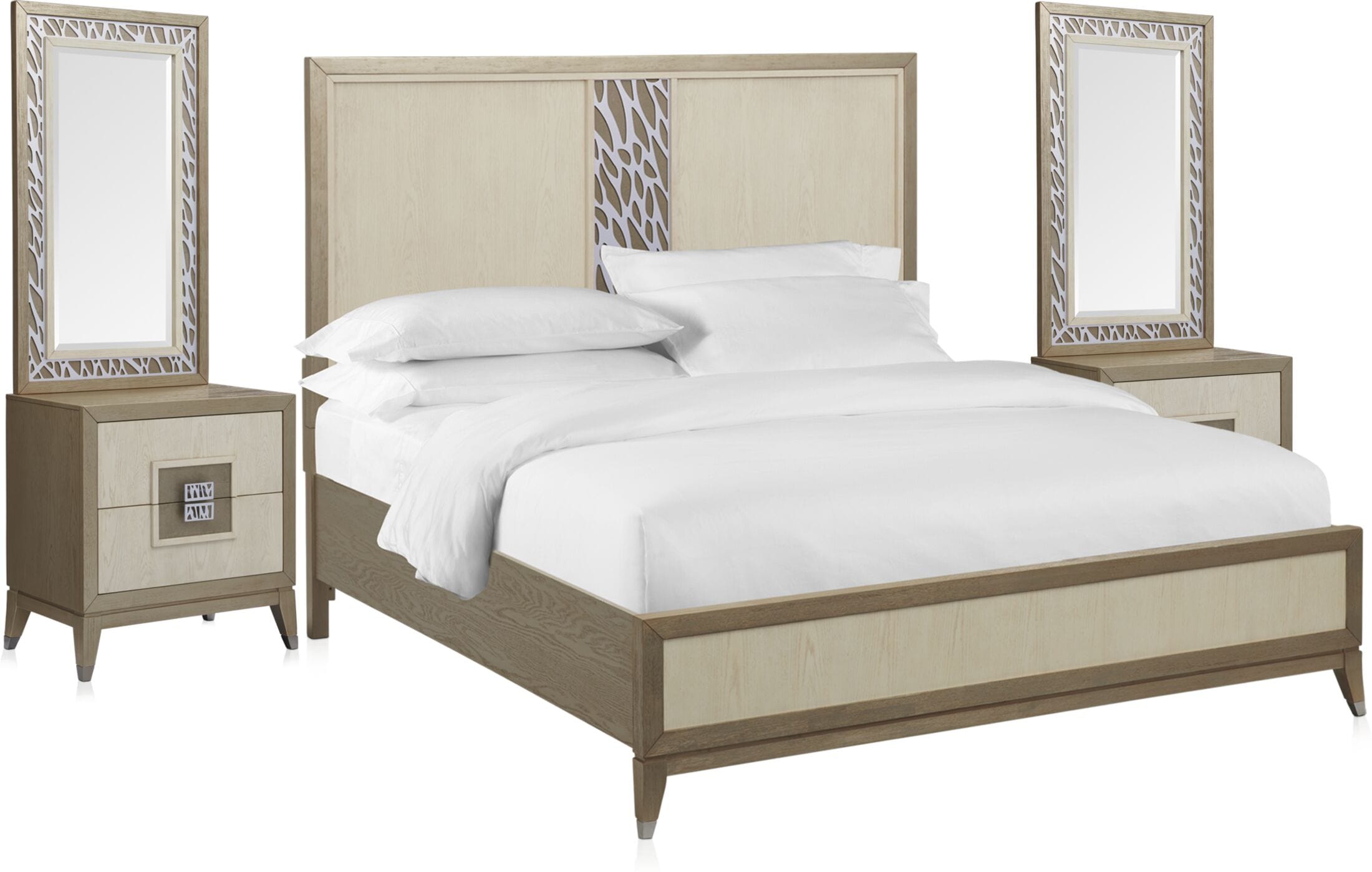 Olivia 7Piece Queen Bedroom Set with 2 Nightstands with Mirrors