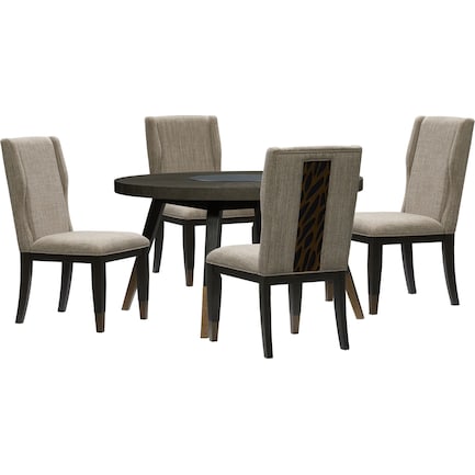Olivia Round Dining Table and 4 Chairs- Ebony