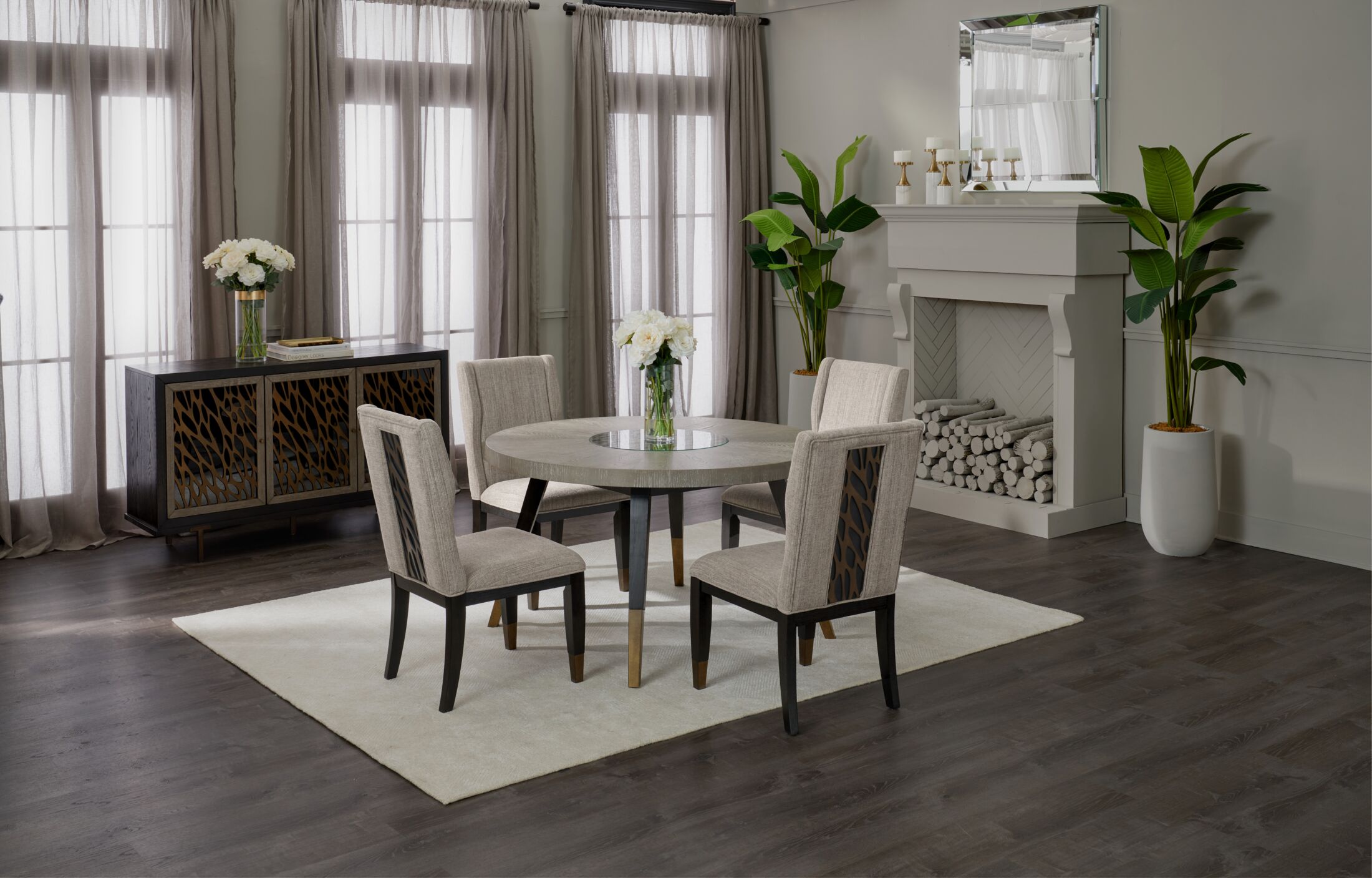 Olivia Round Dining Table and 4 Chairs American Signature Furniture