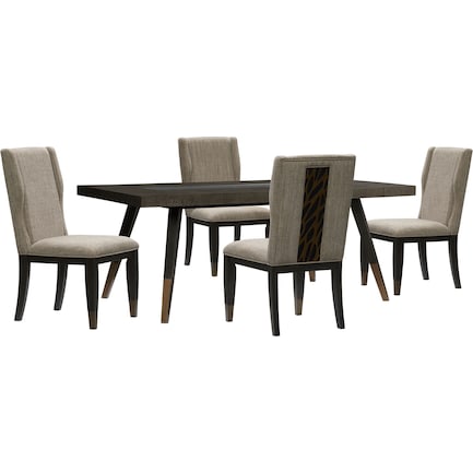 Olivia Rectangular Dining Table and 4 Chairs - Ebony