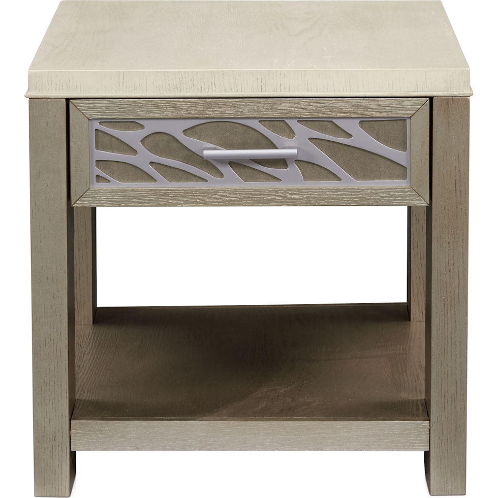 olivia white end table   