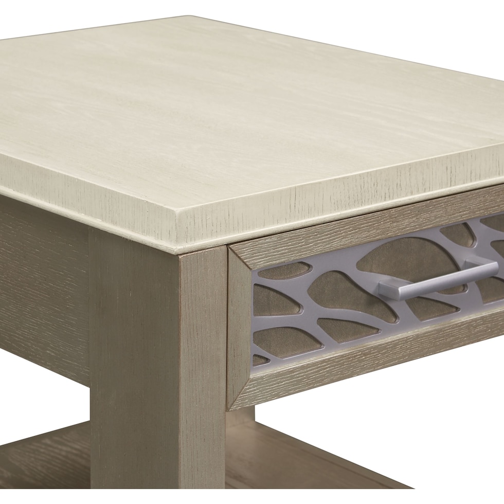 olivia white end table   