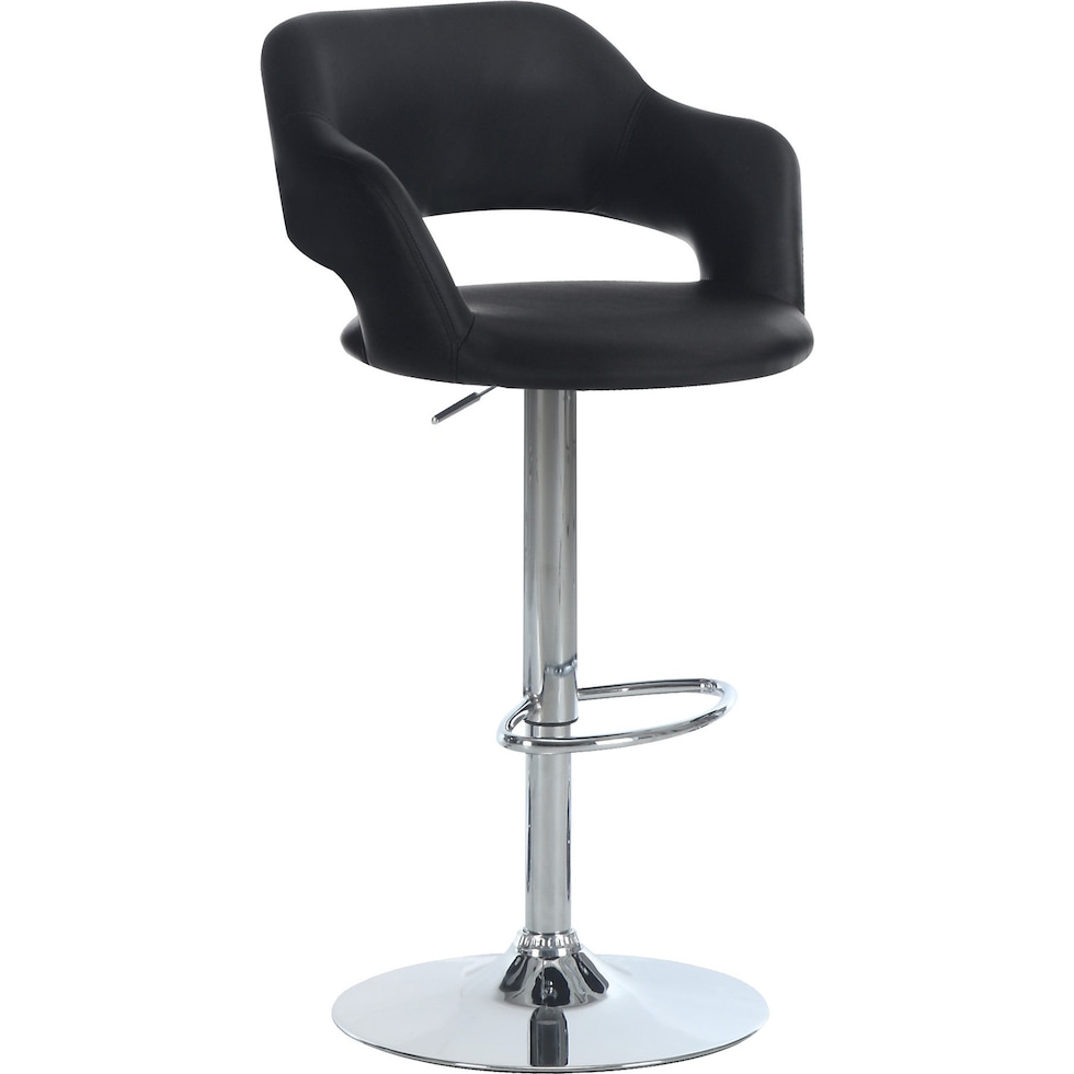 ollie black faux leather chrome bar stool   