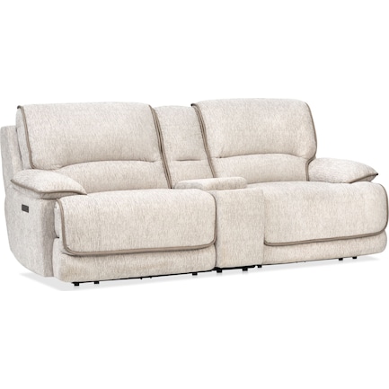 Olsen Dual Power Reclining Loveseat with Console - Dove