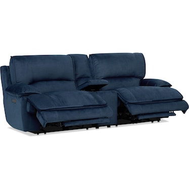 Olsen Dual-Power Reclining Loveseat with Console - Indigo