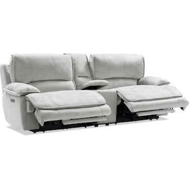 Olsen Dual-Power Reclining Loveseat with Console - Silver