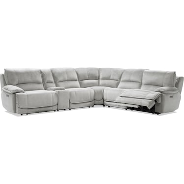 Olsen Dual-Power 6-Piece Reclining Sectional with Console - Silver