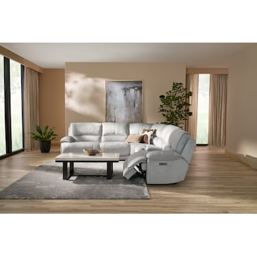 Olsen Dual-Power 6-Piece Reclining Sectional with Console - Silver