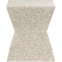 opal white end table   