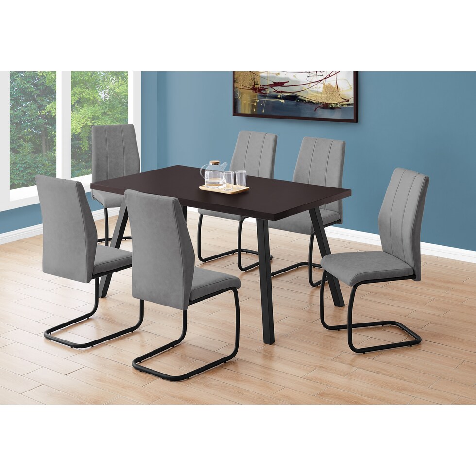 oren dark brown black dining table   