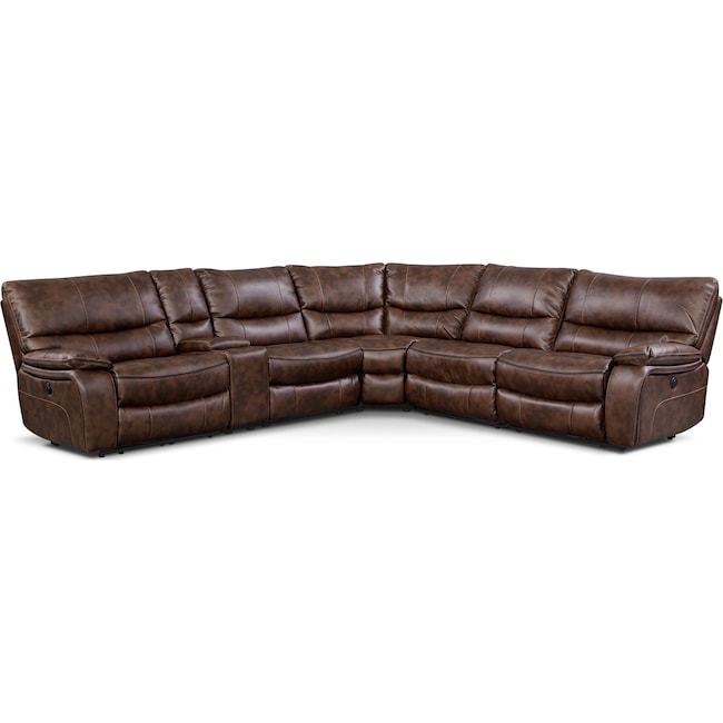 Living Room Furniture - Orlando 6-Piece Power Reclining Sectional with 2 Reclining Seats