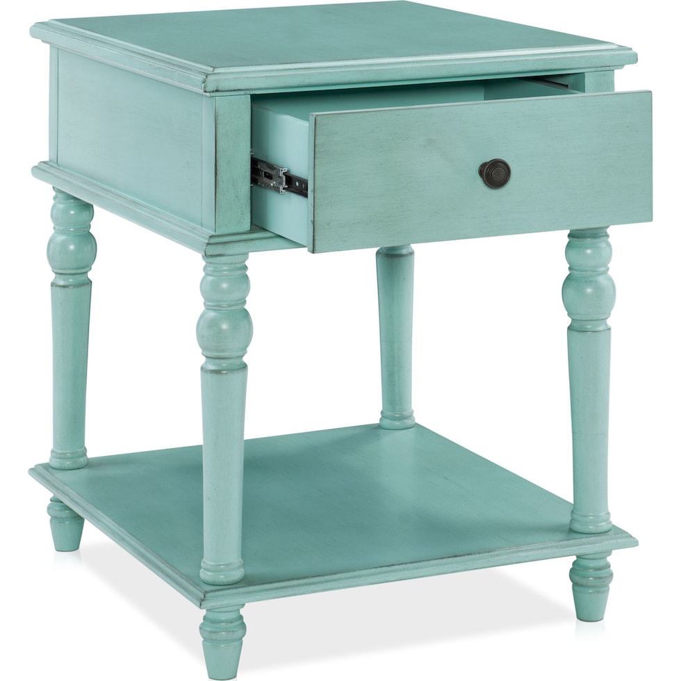 orville blue side table   