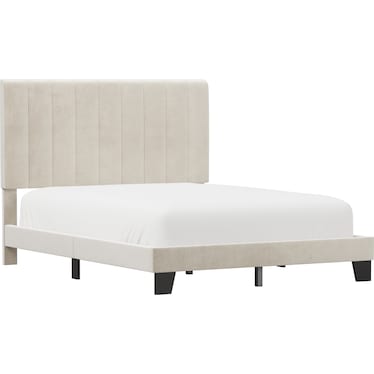 Oslo Queen Upholstered Platform Bed - Cream