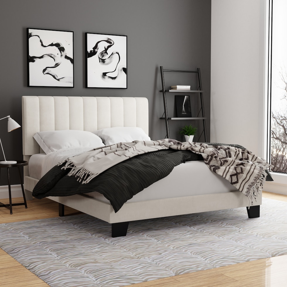 oslo white queen bed   