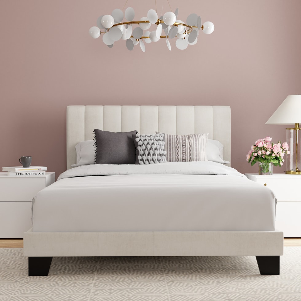 oslo white queen bed   