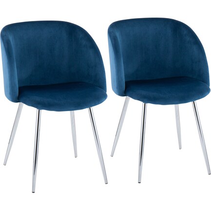 Hermione Set of 2 Dining Chairs - Chrome/Blue