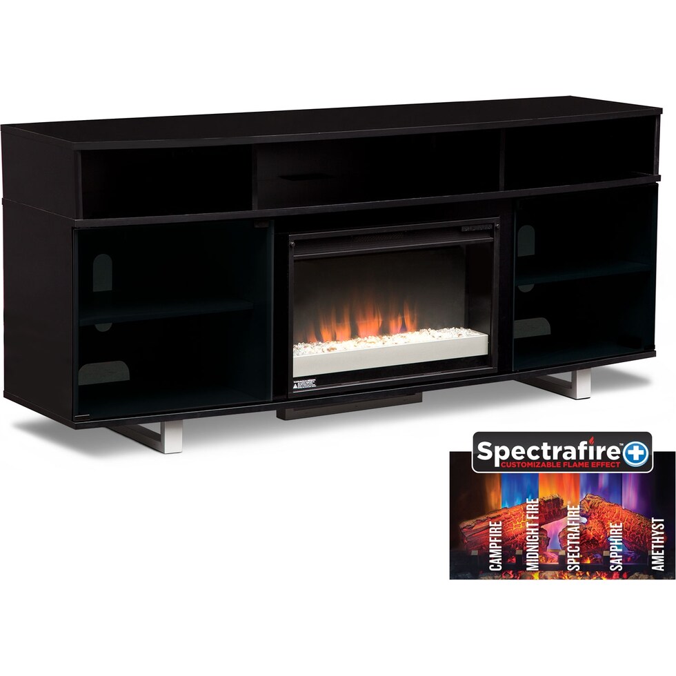 pacer black black fireplace tv stand   