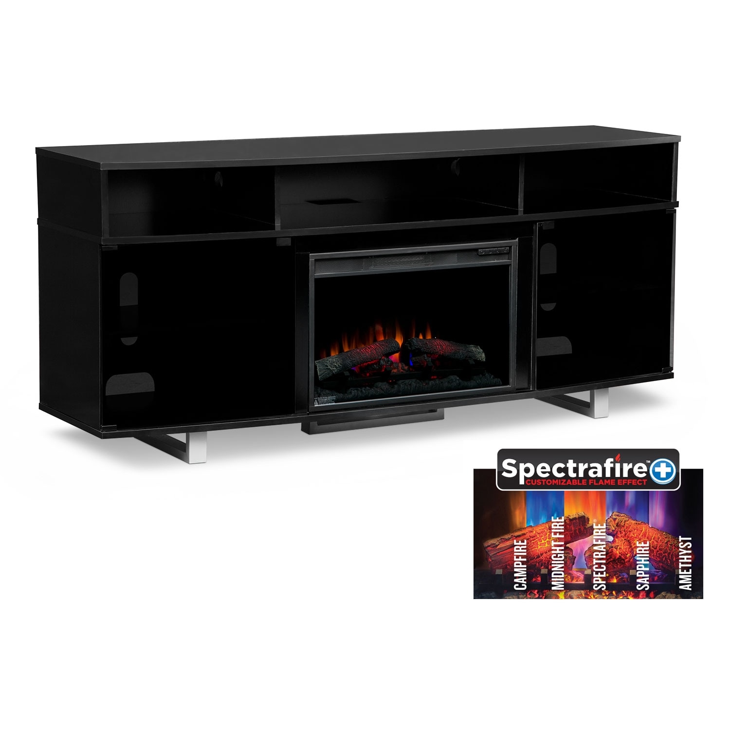 Pacer 72" Traditional Fireplace TV Stand Black American Signature