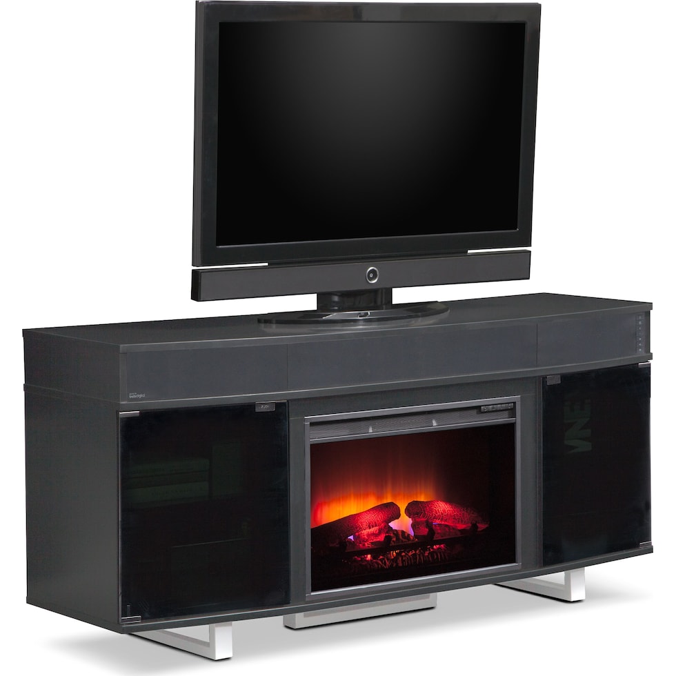 pacer black black fireplace tv stand   